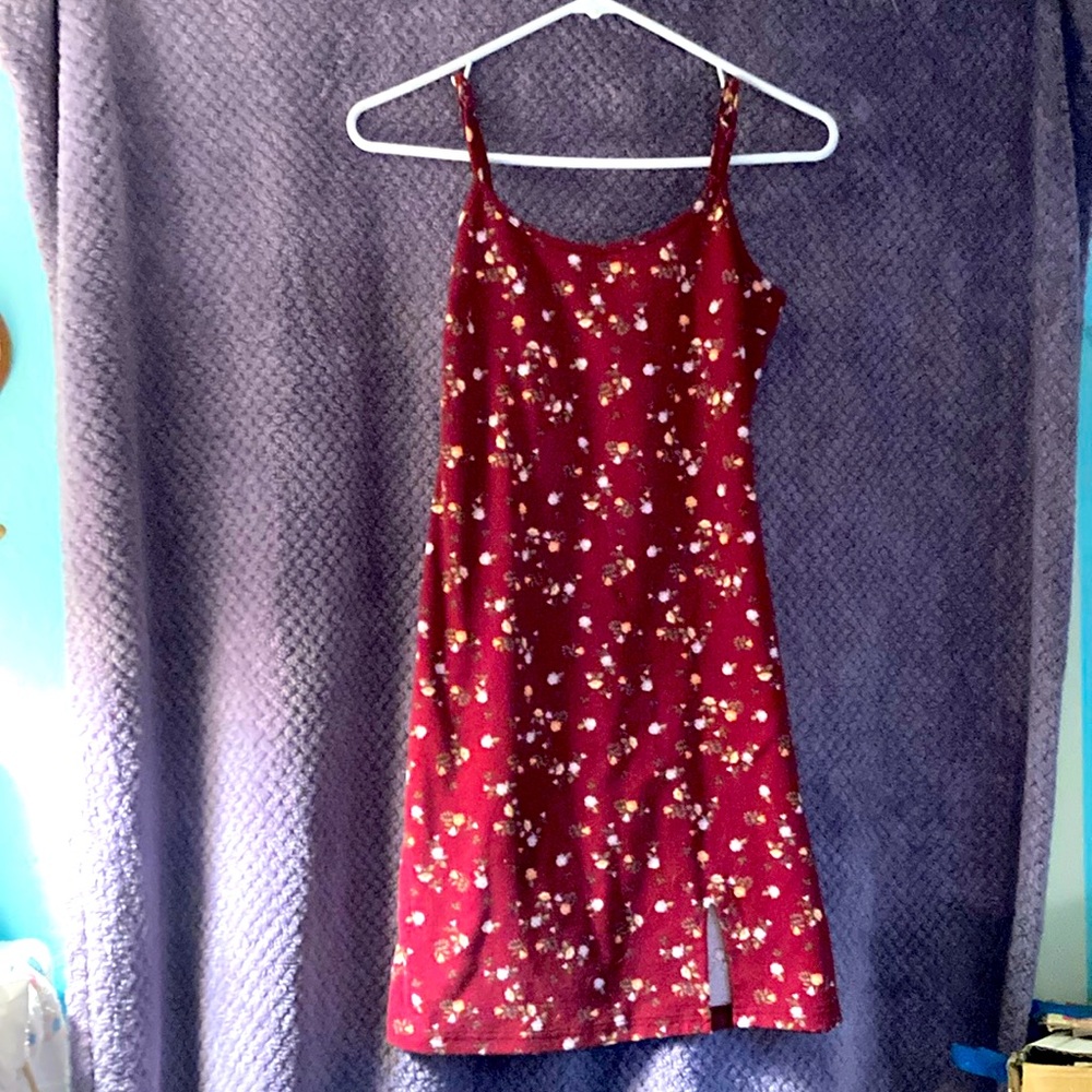 Red with flowers mini dress size medium